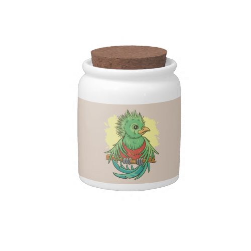 Quetzal bird animal cartoon design candy jar