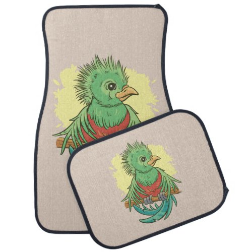 Quetzal bird animal cartoon design car floor mat