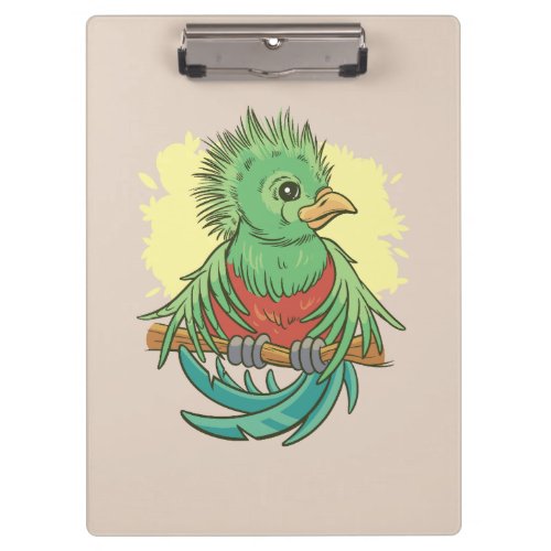 Quetzal bird animal cartoon design clipboard