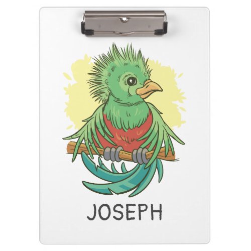 Quetzal bird animal cartoon design clipboard
