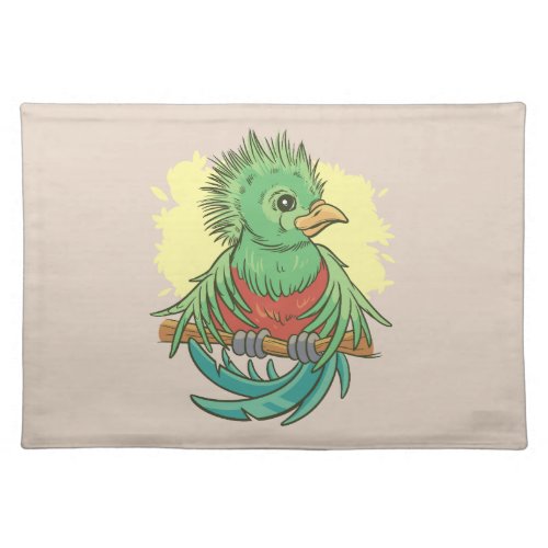 Quetzal bird animal cartoon design cloth placemat