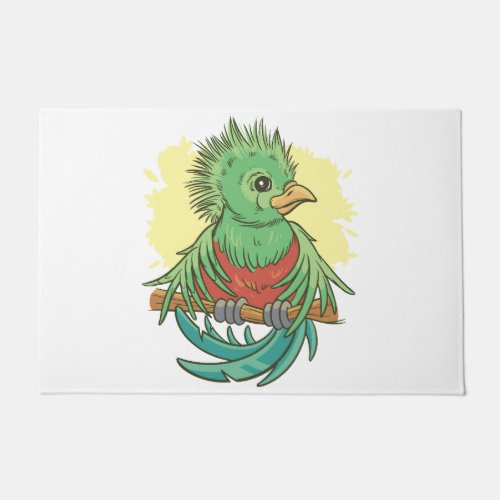 Quetzal bird animal cartoon design doormat