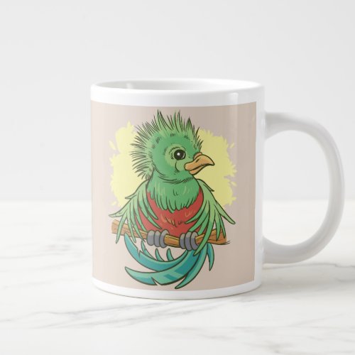 Quetzal bird animal cartoon design giant coffee mug