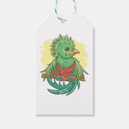 Quetzal bird animal cartoon design gift tags