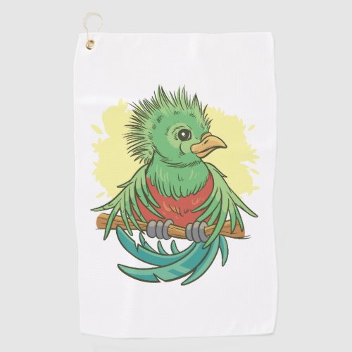 Quetzal bird animal cartoon design golf towel