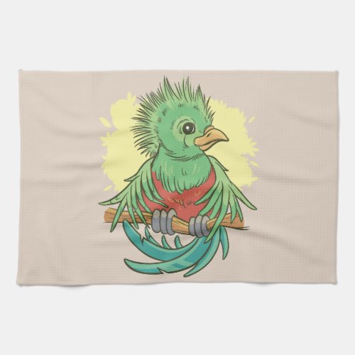 Quetzal bird animal cartoon design kitchen towel