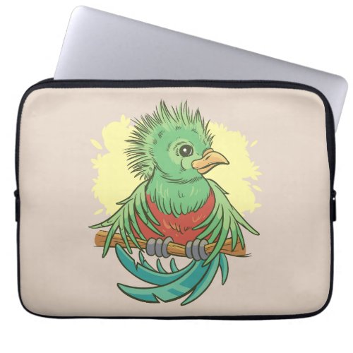 Quetzal bird animal cartoon design laptop sleeve