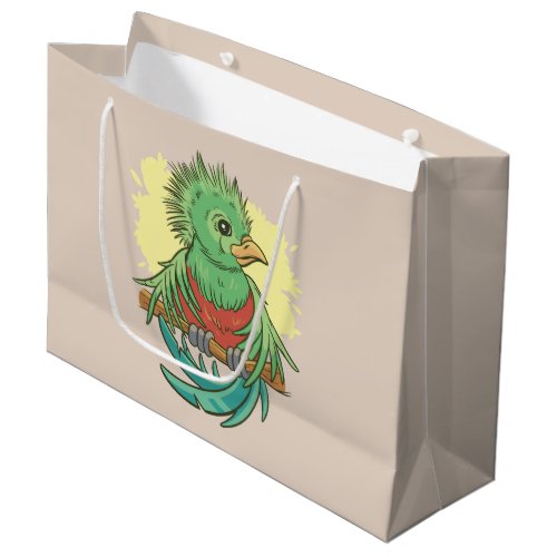 Quetzal bird animal cartoon design large gift bag