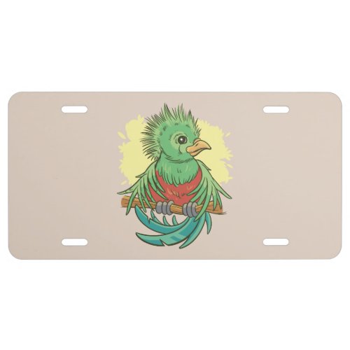 Quetzal bird animal cartoon design license plate