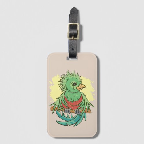 Quetzal bird animal cartoon design luggage tag