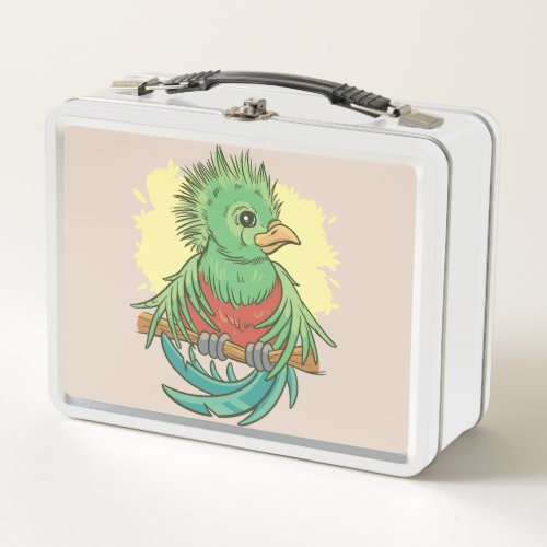 Quetzal bird animal cartoon design metal lunch box