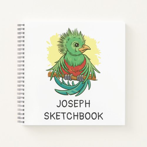 Quetzal bird animal cartoon design notebook