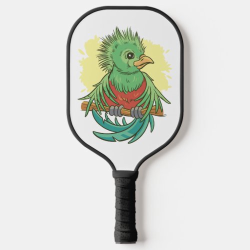 Quetzal bird animal cartoon design pickleball paddle