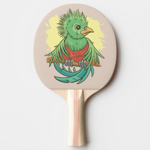 Quetzal bird animal cartoon design ping pong paddle
