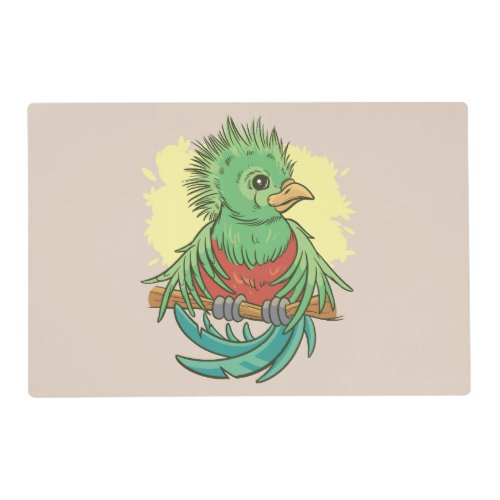 Quetzal bird animal cartoon design placemat