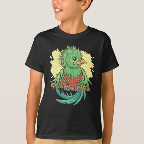 Quetzal bird animal cartoon design T_Shirt
