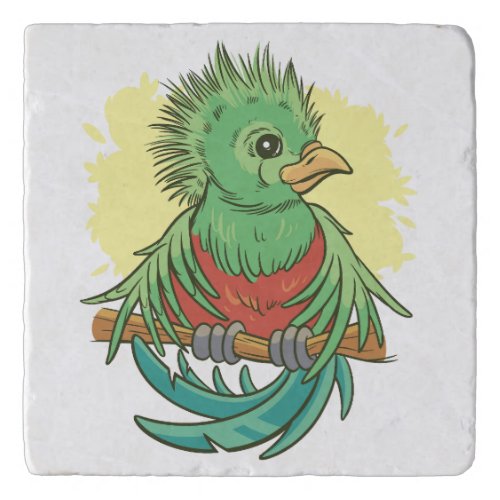 Quetzal bird animal cartoon design trivet