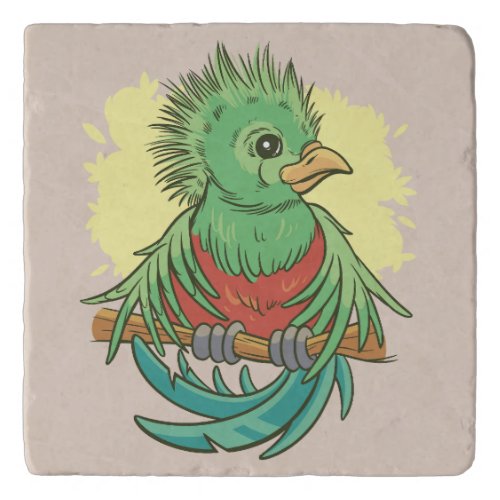 Quetzal bird animal cartoon design trivet