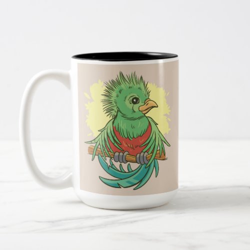 Quetzal bird animal cartoon design Two_Tone coffee mug