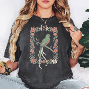 Quetzal Bird Floral Rectangle T-Shirt