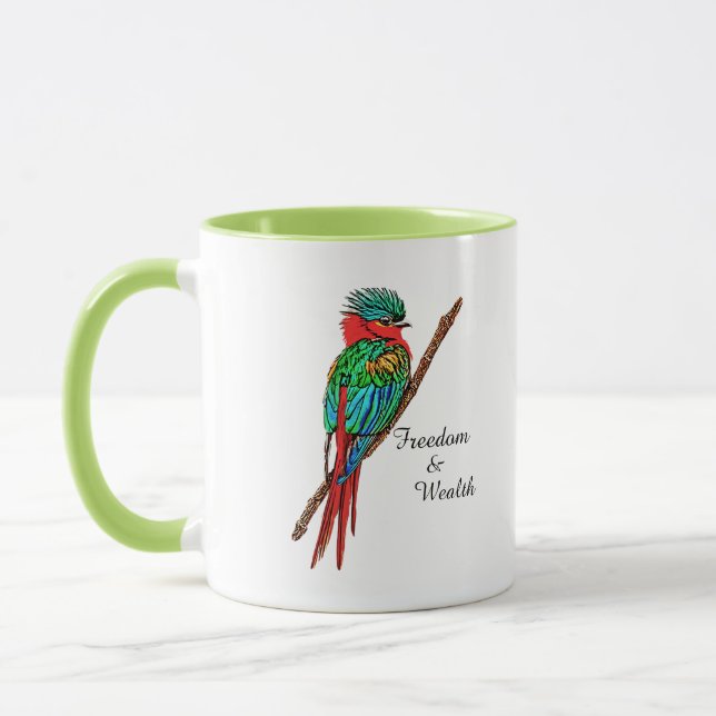 Quetzal Bird Freedom and Wealth Mug (Left)