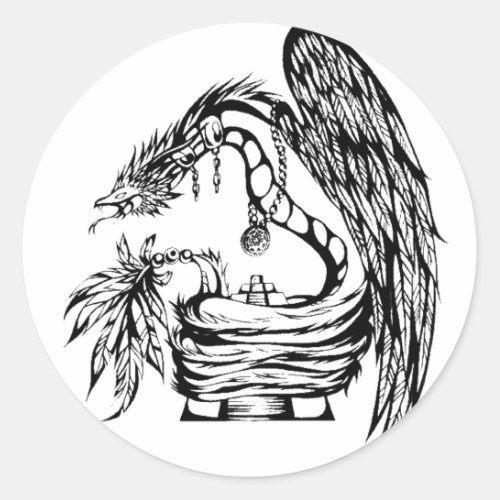 Quetzal Tribal Tattoo Design Classic Round Sticker