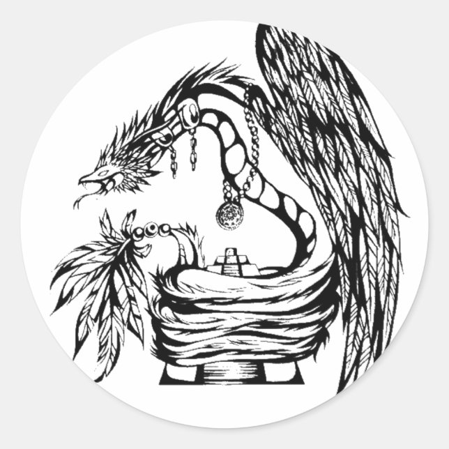 Quetzal Tribal Tattoo Design Classic Round Sticker (Front)