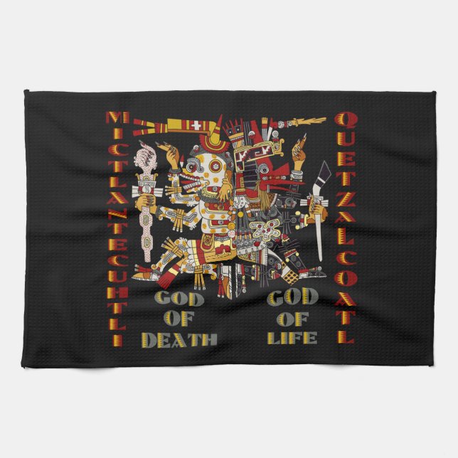 Quetzalcoatl and Mictlantecuhtli Kitchen Towel (Horizontal)