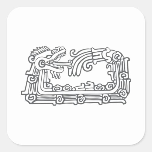 Quetzalcoatl Aztec Art Square Sticker