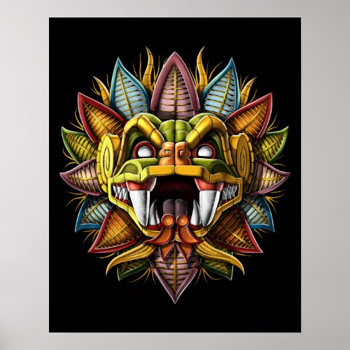 Quetzalcoatl Aztec Feathered Serpent God Poster