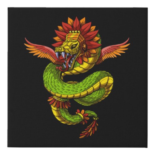 Quetzalcoatl Aztec God Faux Canvas Print