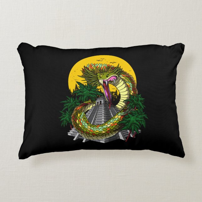 Quetzalcoatl Aztec Snake God Accent Pillow (Front)