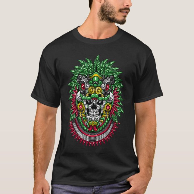 Quetzalcoatl Skull Huichol Calavera Mexican ART ON T-Shirt (Front)