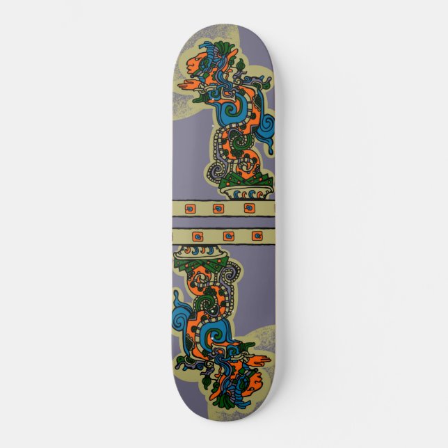 Quetzalcoatl. Tribal Aztec Skateboard Deck (Front)