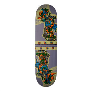 Quetzalcoatl. Tribal Aztec Skateboard Deck