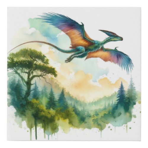 Quetzalcoatlus in Flight REF24 _ Watercolor Faux Canvas Print