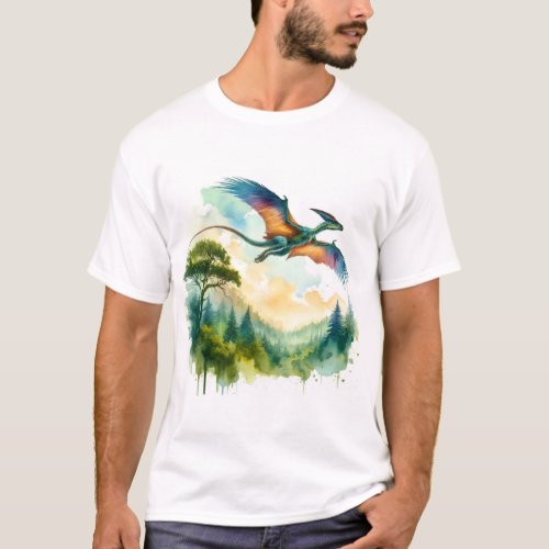 Quetzalcoatlus in Flight REF24 _ Watercolor T_Shirt
