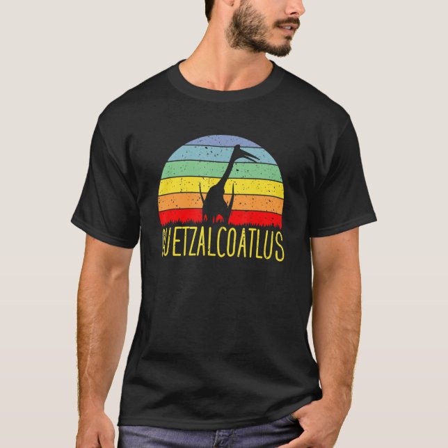 Quetzalcoatlus - Vintage Retro Sunset Dinosaur Pal T-Shirt (Front)