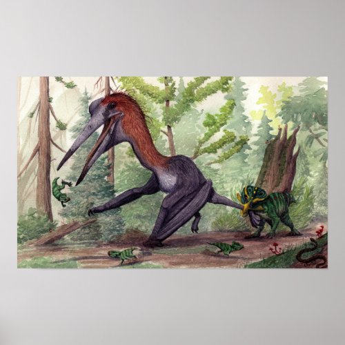 Quetzalcoatlus vs Leptoceratops Poster
