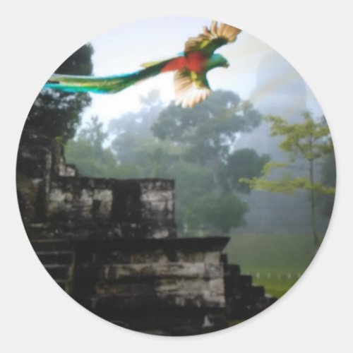 Quetzel in Tikal Classic Round Sticker