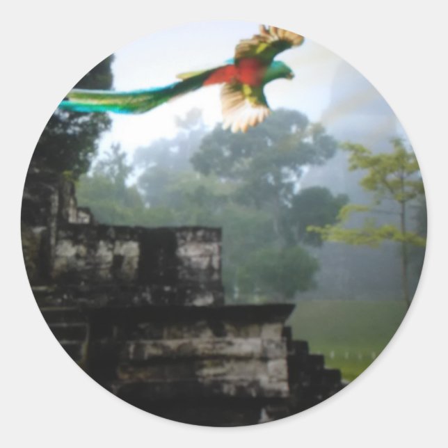 Quetzel in Tikal Classic Round Sticker (Front)
