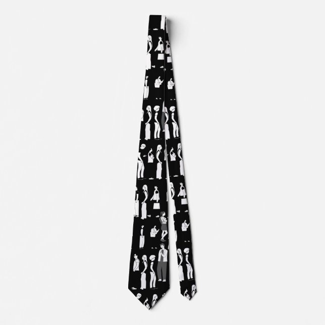 Queue, more queue Black BG Neck Tie (Front)