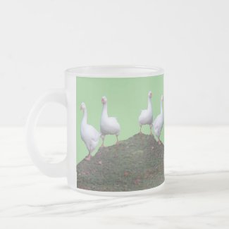 Queue Uped Cute Geese Green Frosted Glass Mug