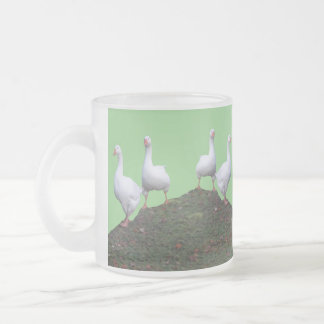 Queue Uped Cute Geese Green Frosted Glass Mug