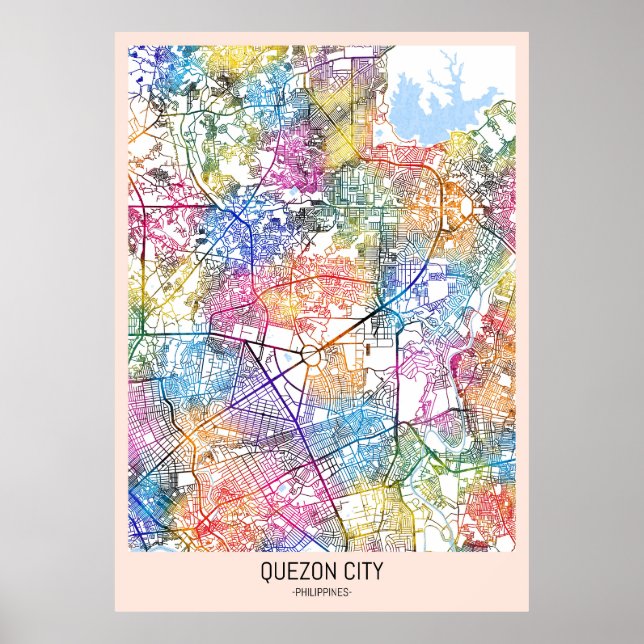 Quezon City Philippines Map Poster (Front)