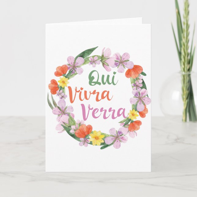 Qui Vivra Verra French Saying Card (Front)