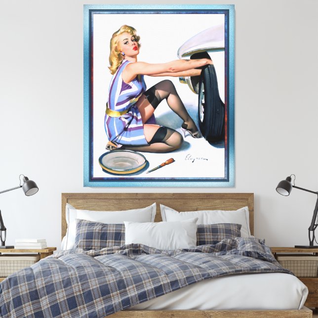 Quick Change by Gil Elvgren Canvas Print (Insitu(Bedroom))