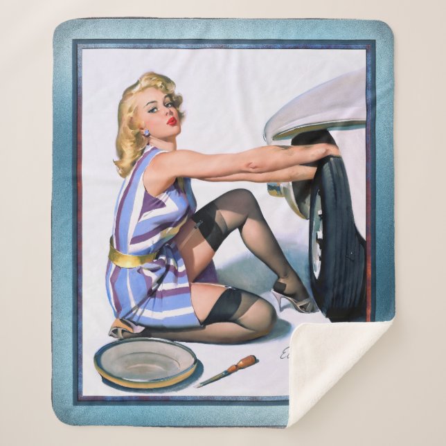 Quick Change by Gil Elvgren Sherpa Blanket (Front)