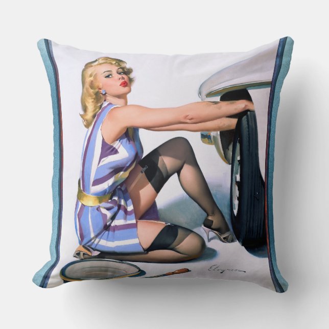 Quick Change by Gil Elvgren Throw Pillow (Front)