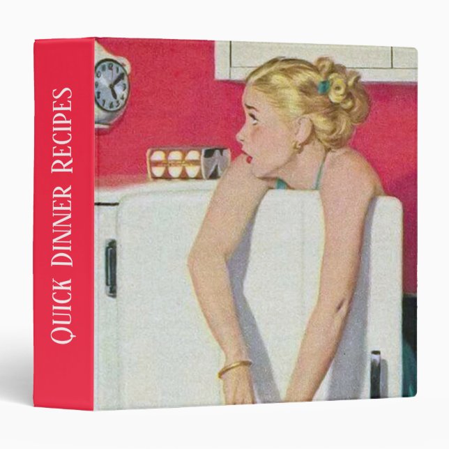quick dinner recipes retro vintage 3 ring binder (Front/Spine)